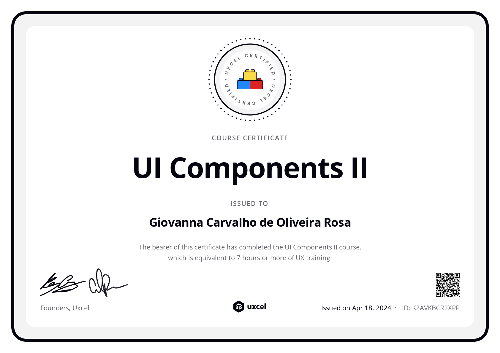 Giovanna Carvalho de Oliveira Rosa's certificate
